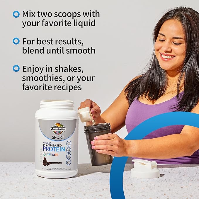 Garden of Life Organic Vegan Protein Powder with Probiotics, BCAAs, NSF Certified, Gluten Free & Sport, Non GMO, Sport Protein Powder, 19 Servings, Chocolate