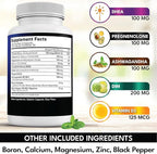 NEW AGE DHEA Supplement - Pregnenolone for Men & Women with DIM, Ashwagandha, Boron, Calcium, Magnesium, Zinc, Vitamin D3 5000iu - Support Capsules - 180 Count
