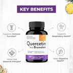 Quercetin with Bromelain Vegetarian Supplement Capsules | 360 Count (1000mg Per Serving 2400 GDU/g) | Supports Healthy Immune System, Helps With Seasonal Allergy Support | High Absorption Antioxidant
