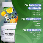 SightMax Eye Health Supplements - Eye Vitamins - with Bilberry, Eyebright, Lutein, Zeaxanthin & More Vitamins - Vegan, Non GMO, Gluten Free - 3.5 Oz - 30 Servings - Berry Rush Flavor
