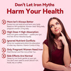 Gentle Iron Supplement for Women Anemia: Slow Release Iron Pills Clinically Shown to Support Iron for Prenatal Pregnant Patented SunActive Tech, with Folic Acid, B12, Vitamin C & B6, 18 mg, 20 Tablets