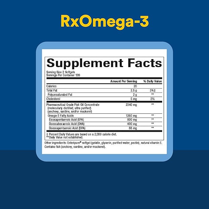 Natural Factors RxOmega-3 - Brain & Heart Health Support - Eye Health Supplement with EPA & DHA - Natural Supplement with Omega-3 Fatty Acids - 120 Softgels (90 Servings)