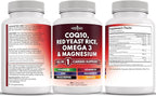 NEW AGE COQ10 200mg Red Yeast Rice 3000mg Omega 3-6-9 3000mg Magnesium Complex 500mg Zinc Vitamin K2 D3 - Vitamins for Women and Men with Vitamin B3, Coenzyme Q10-120 Count