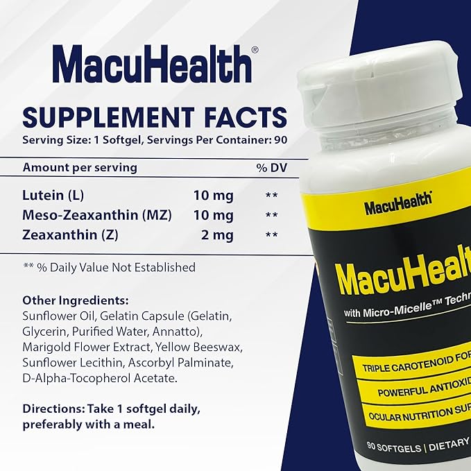Macuhealth Triple Carotenoid Formula - Eye Vitamins for Adults - 90 Softgels, 3 Month Supply