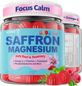 Saffron + Magnesium Glycinate+ Omega-3 - Calm Focus Gummies for Kids 4+, Saffron Extract Supplement with L-Theanine, Holy Basil, Rosemary, B6, B9, B12, D3 for Happy Mood, Cognition, ZZz, Sugar Free