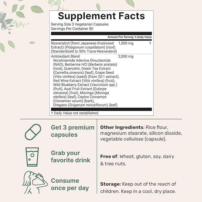 Micro Ingredients Resveratrol NAD Complex 3,000mg for Women & Men, 240 Veggie Capsules | NMN Supplement Alternative | 11-in-1 Blend with NAD+, Quercetin, Moringa, Berberine, Grape Seed, & Oregano