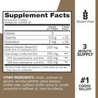 Qunol Plus Ubiquinol Coq10 200mg with Omega 3 250mg Extra Strength Antioxidant (Bovine Version), 90 Count