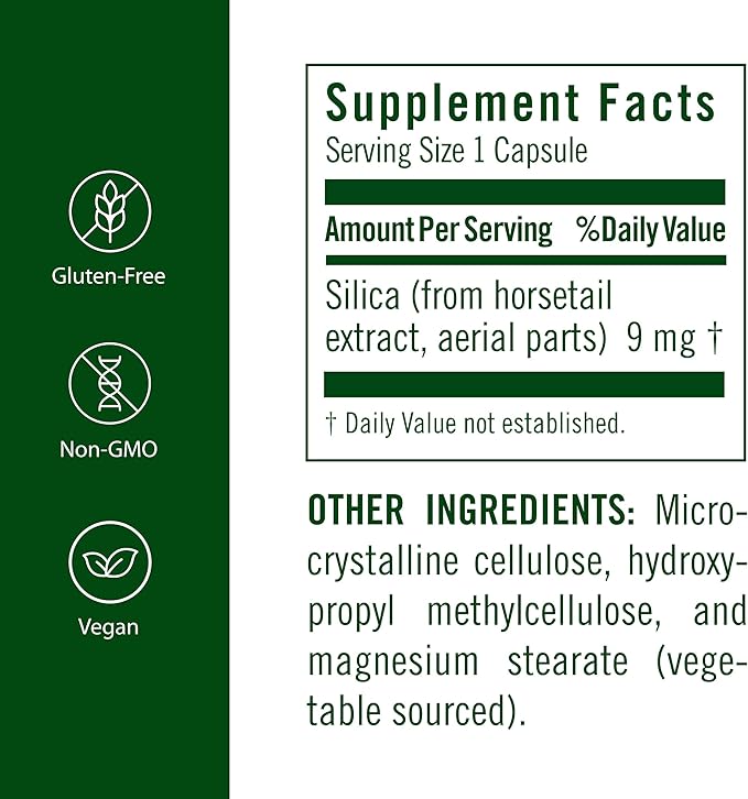 Flora FloraSil 90 Veg Capsules - Silica Supplement with Horsetail Extract for Healthy Hair, Skin, and Nails* - Supports Collagen Formation