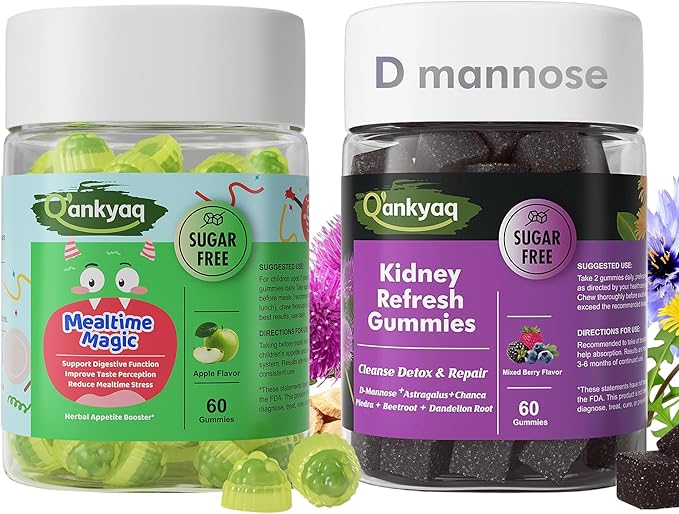 Q'ankyaq D mannose Gummies for Women, Kidney Cleanse Detox & Repair, Appetite Booster Gummies for Kids Ages 3+