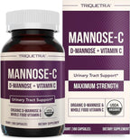 Mannose-C - Organic D-Mannose + Whole Food Vitamin C, Natural UTI Support Supplement to Flush & Cleanse Urinary Tract, Certified Organic Urinary Health for Women, Vegan, Non-GMO (180 Count)