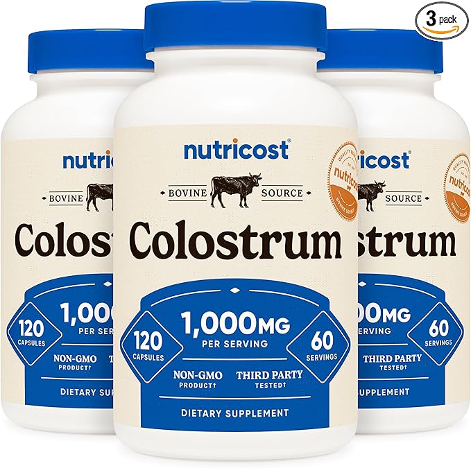 Nutricost Colostrum 1000mg, 120 Caps, 60 Servings (3 Bottles)