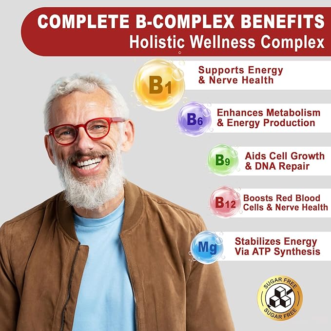 Vitamin B1(Benfotiamine) Gummies 500mg – B1 B6 B12 Vitamins with Magnesium for Energy Metabolism, Healthy Nervous System – Chewable B Complex for Adults & Kids - Vegan, Sugar Free, 120 Ct