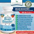 40-in-1 Brain Booster Supplement for Focus, Memory, Clarity, Energy | Advanced Vitamins Plus eBook | for Men & Women, Cognitive Function Nootropic Support with DMAE, Mind Health Formula | 60 Capsules