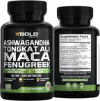 Ashwagandha 30:1 + Tongkat Ali 100:1 + Maca Root 20:1 + Fenugreek 10:1 Extract Supplement for Men & Women | High Potency Herbal Complex | Energy, Vitality & Performance Support | Made in USA