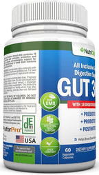 4-in-1 Probiotics, Prebiotics & Postbiotics with 18 Digestive Enzymes for Women & Men - Complete Gut & Digestive Support Supplement - Bloating Relief and Enzymes for Digestion - Non GMO - Vegan