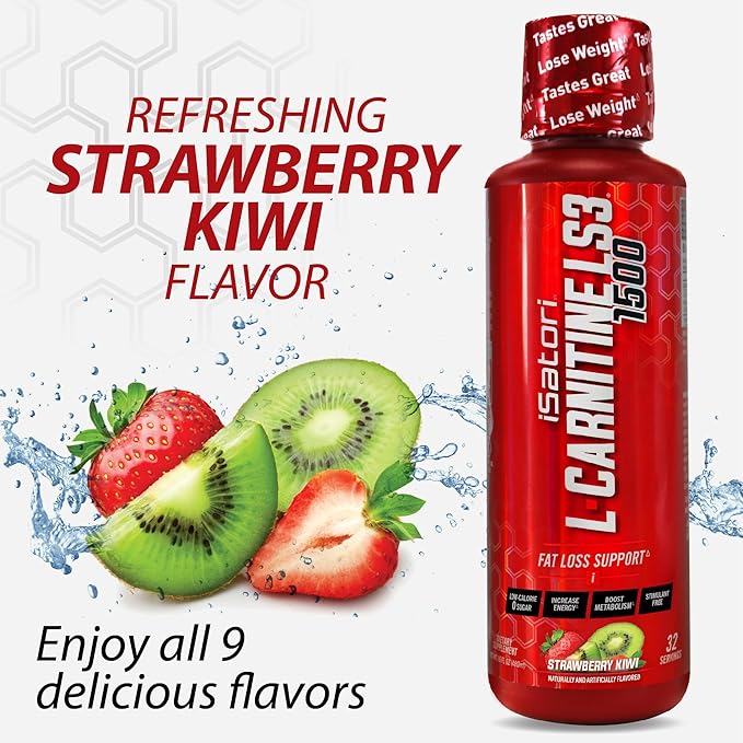 iSatori L-Carnitine LS3 1500, Liquid L-Carnitine with Acetyl L-Carnitine, L-Carnitine L-Tartrate, Stimulant Free Pre Workout, Low Calorie, Sugar, Gluten, Keto-Friendly, Strawberry Kiwi (32 Servings)