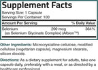 Bronson Selenium 200 mcg – Yeast Free Chelated Amino Acid Complex - Essential Trace Mineral with Superior Absorption, 100 Vegetarian Capsules