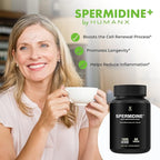 HUMANX Spermidine+ (USA Third Party Tested) - Spermidine-Rich Wheat Germ Extract & Zinc to Activate Cellular Renewal - Non-GMO, Spermidine Capsules - Supports Healthy Aging - Spermidine Supplement