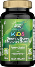 Nature's Way Kids Growing Bones & Muscles Gummy, Supports Healthy Bones & Muscles*, Calcium, Magnesium, Vitamins D3 & K1, Ages 2+, Wildberry, 60 Gummies