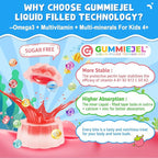 Nextdia Omega 3 (EPA/DHA) Filled Gummies for Kids with Multivitamin, Calcium + D3 + K2 + Zinc, Plus Vitamin A B1 B2 B12 C, Selenium, Iodine for Brain, Eye, Bone, Energy, No Fish Taste, 2 Pack
