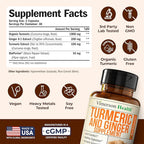 Turmeric Curcumin Supplement with Ginger Root for Joint Support, Digestive & Gut Health - Contains Organic Turmeric Curcumin with Black Pepper (Bioperine) for Enhanced Absorption - 60 Capsules