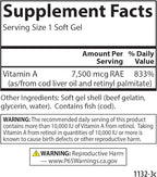 Carlson - Vitamin A, 25000 IU (7500 mcg RAE), Immune Support, Vision Health, Antioxidant, Vitamin A Supplements, 250 Softgels