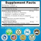 Probiotics with Digestive Enzymes and Prebiotic for Women and Men - 3-in-1 Vegan Probiotic Prebiotic Multi Enzyme Complex for Gut Health - Maximum Absorption Delayed-Release Capsules