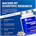 CanPrev Magnesium Bisglycinate with Ashwagandha, B5, B6 & Vitamin C, 90 Veg Caps, 30-Day Supply, Support Restful Nights & Relaxation, Helps Energy & Immnue Function, Vegan, Non-GMO, Dairy, Soy, Gluten