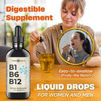 B1 B6 B12 Vitamin Liquid Drops - Nerve, Energy, Brain Support Supplement - Fruity-Like Flavor - Methylcobalamin, Thiamine, Pyridoxine (2)