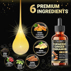 6in1 Liquid Turmeric Curcumin with Ginger, Berberine Extract, Ceylon Cinnamon, Bitter Melon, Black Pepper - Drops Extract - 2FL oz - 60 Servings