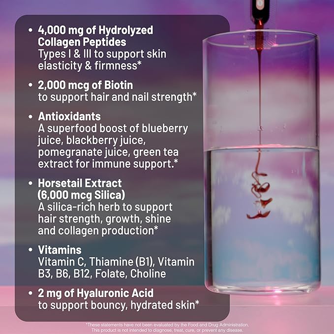 NatureWise Hydrolyzed Liquid Collagen for Women & Men 4000mg-High Absorption, Type 1&3 Peptides with Biotin + Vitamin C + B Complex & Hyaluronic Acid -Mixed Berry - 30 Tubes[30 Day Supply](Pack of 2)