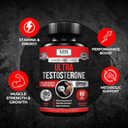 Kaya Naturals UltraTest- Men's T Booster with Tongkat Ali, Horny Goat Weed, Tribulus - Natural Workout Supplement for Energy, Stamina, and Strength Booster - 180 Count