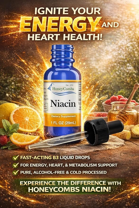 Vitamin B3-Niacin 80mg Niacin Equivalent Drops – Vitamin B Liquid Niacin Drops – Alcohol-free, Non-GMO Niacin Supplement 1oz