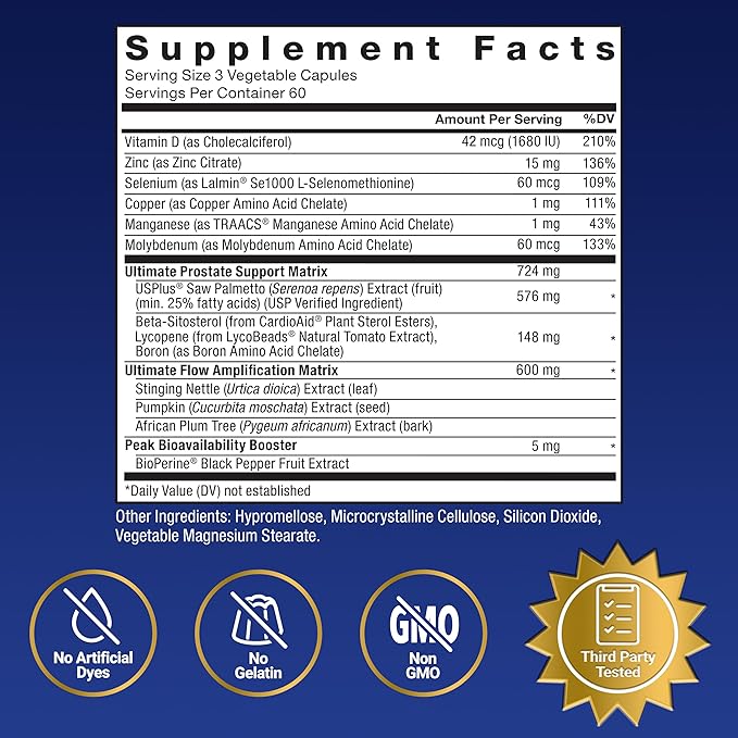 Force Factor Prostate Ultimate, Prostate Health Supplement for Men with Nettle & Saw Palmetto, #1 Urologist Recommended Ingredient to Support Urinary Flow, Bladder Emptying, 180 Caps (Pack of 2)