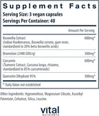 Vital Nutrients BCQ - Vegan Boswellia, Bromelain, Curcumin & Quercetin Supplement - Joint Support Supplement - Supports Sinus & Digestive Health - Gluten, Dairy, Soy Free - 120 Capsules