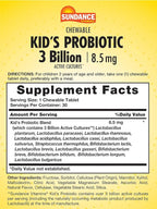 Sundance Kid's Chewable Probiotic | 30 Tablets | 3 Billion Active Cultures | Berry Flavor | Vegetarian, Non-GMO, and Gluten Free Supplement