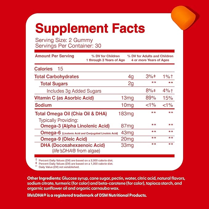 Feel Great Vitamins Kids DHA Gummies with Omega 3 6 9, Vitamin C (2-Pack) | Supports Healthy Brain Function, Vision & Heart Health | Gluten Free, Vegetarian | 60 Gummies