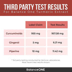 Balance ONE Turmeric Extract 1000mg with Max Strength 95% Curcuminoids - Turmeric Curcumin Supplement for Joint Comfort & Antioxidant Support - Ginger Extract and BioPerine - 1 Month Supply