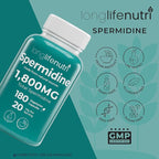 LongLifeNutri Spermidine 20mg, Supports Cellular Health & Brain Function - 180 Count, 2 Serving Size, Vegan Capsules, Wheat Germ Extract, Naturally Support Wellness, Lab Tested, Crafted in USA