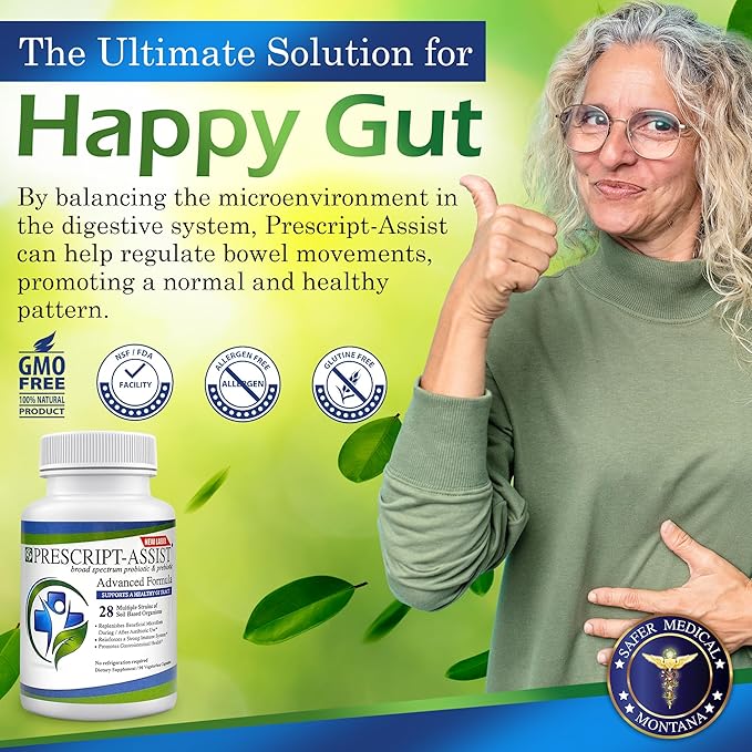 Prescript-Assist Prescipt-Assist Prebiotics & Probiotics for Digestive & Immune Health. 28 Strains Soil-Based Microflora - Vegan, Supports Muscle Recovery & Gut Health, 90 Capsules