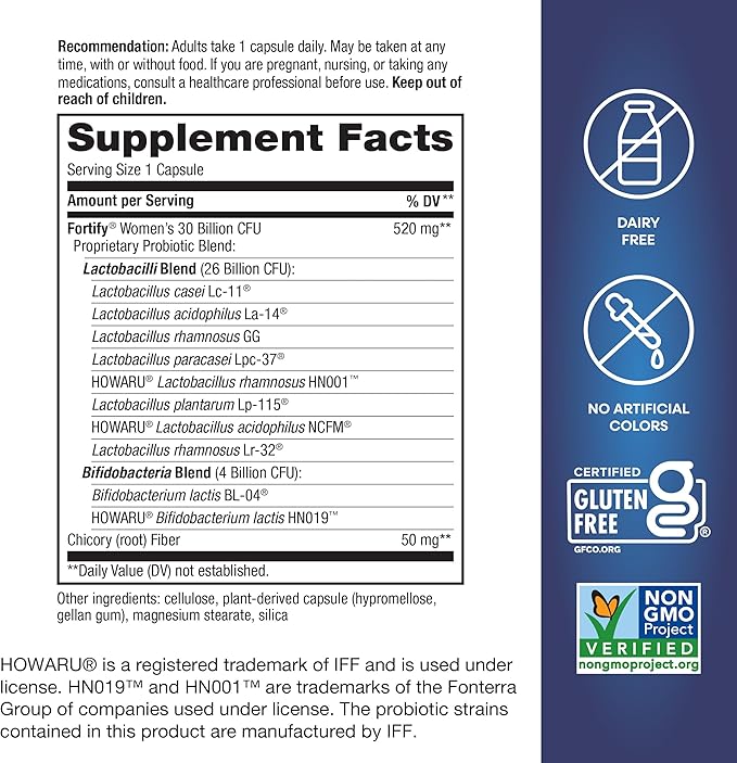 Nature’s Way Fortify Women’s Probiotic 30 Billion CFU, Daily Multi-Strain Probiotic for Digestive, Vaginal, and Immune Support*, Once-Daily Capsule, No Refrigeration Required, 30 Capsules