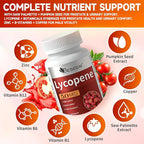 Men‘s Lycopene Softgels with Saw Palmetto & Pumpkin Seed Oil – Prostate Health Support & Nutrient Complex with Zinc, Vitamin B6, B12, Copper – 60 Capsules