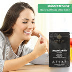 Longevity4Life - Ultimate Cellular Health Supplement - Fisetin, Taurine, Calcium Alpha-Ketoglutarate, and Spermidine Capsules for Longevity and Vitality - Made in USA - Physician Formulated