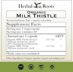 Herbal Roots Milk Thistle Capsules | Extra Strength 80% Silymarin Herbal Supplement | Made with Pure Organic Milk Thistle | Vegan and GMO Free