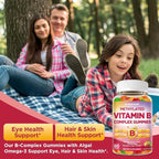 Methylated Vitamin B Complex Gummies for Women & Men with Vitamin B1, B2, B3, B5, B6, B7, B9, B12 & Magnesium, Omega-3, CoQ10, Supports Brain Health, Energy, Immune, Sugar Free, Fruit Flavor, 60ct