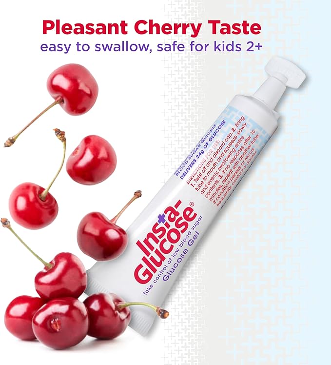 Insta-Glucose Gel, Convenient Fast Acting Glucose for Blood Sugar Support, Cherry Flavor, 1.09 Oz (Pack of 3)