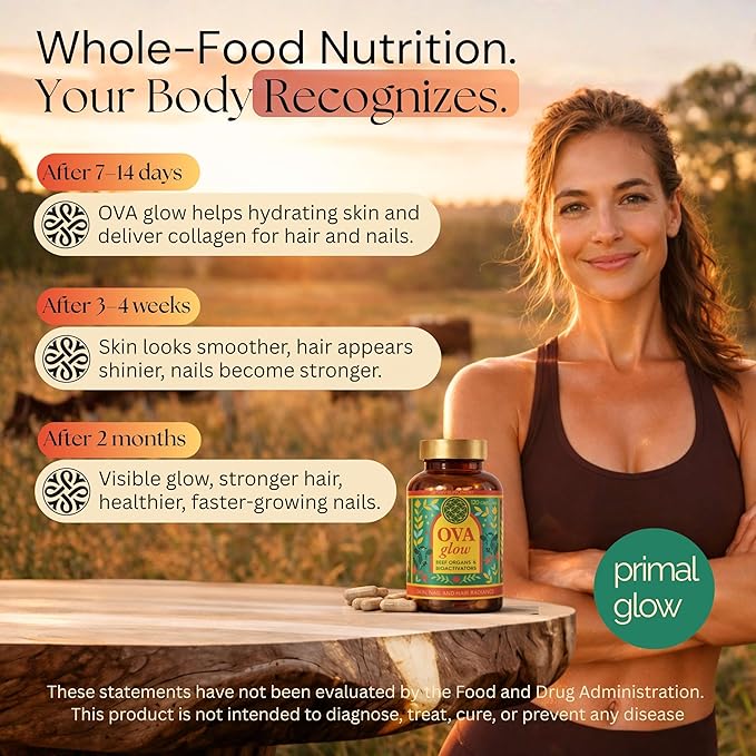 Beef Organs for Women - 100% Grass Fed, Pasture Raised in New Zealand - 120 Caps - Collagen Blend featuring Placenta, Bone Marrow, Thymus, Amla, Astaxanthin, MSM, Pearl Powder & Bamboo Silica