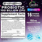 Probiotics for Digestive Health - Probiotic Blend 100 Billion CFU Per Capsule - 16 Premium Strains & Prebiotics for Women & Men, Occasional Constipation, Gas, Gut, Immune Health Support - 30 Capsules