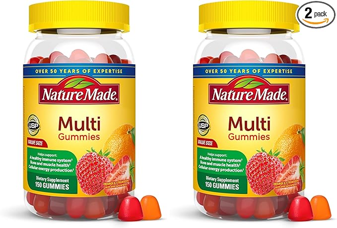 Nature Made Multivitamin Gummies, Mens & Womens Gummy Vitamins & Minerals, Adult Multivitamin Gummy, Daily Nutritional Support, 150 Vitamin Gummies, 75 Day Supply, (Pack of 2)