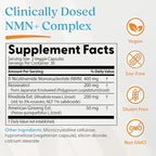 Doctor's Best NMN+ Complex Supplement Capsules for Women & Men - Supports NAD+ Production, Resveratrol 100mg & Beta Nicotinamide Mononucleotide 200mg per Capsule, Cellular Energy Support - 60 Veg Caps